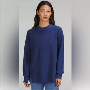 NWT Lululemon Merino Wool-Blend Ribbed Crewneck Sweater Heathered Psychic Size 8